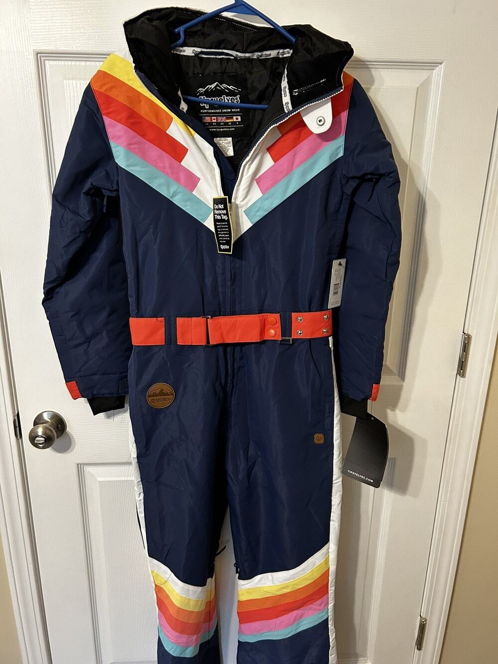 Tipsy Elves Snow Diva Women’s Snow Suit Size Small S Ski One Piece Pink Blue NWT